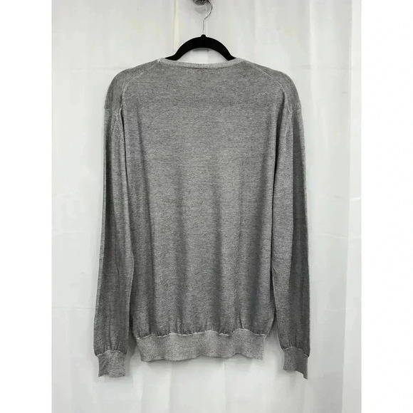 Samuelsohn Men's Small Lightweight Cotton Crew Neck Pullover Knit Sweater Grey - Picture 3 of 8